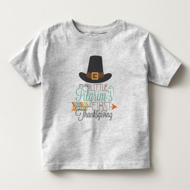 Little Pilgrims första Thanksgivingen småbarn T-shirt (Framsida)