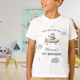 Little Pilot Sage Airplane 1st Birthday Outfit T Shirt