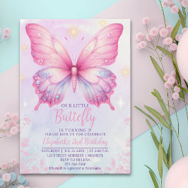 Little Pink Butterfly - Girls' Birthday Inbjudningar
