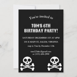 Little Pirat Kids Skull och Crossbone Birthday Inbjudningar
