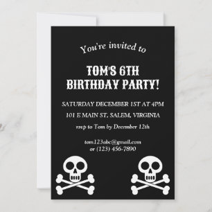 Little Pirat Kids Skull och Crossbone Birthday Inbjudningar