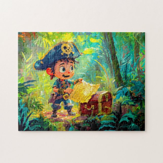Little Pirat med Treasure Karta och Chest Pussel (Horisontell)