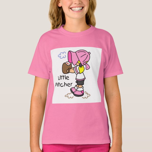 Little Pitcher Girls Baseball Tshirts och Gifts (Framsida)