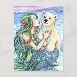 Little Polar Bear Baby - Sjöjungfru Art Vykort