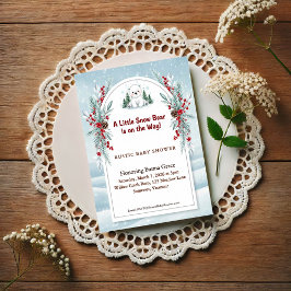 Little Polar Bear Winter Baby Shower Invitation Vykort