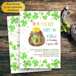 Little Pot of Guld Lucky Shamrock Barns födelsedag Inbjudningar