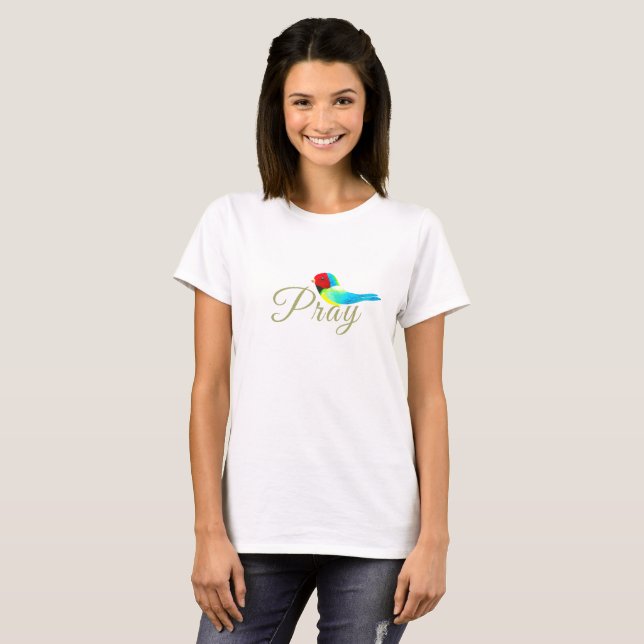 Little Prayer Bird  T Shirt (Hel framsida)