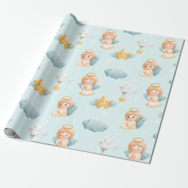 Little Praying Angel Girl Blue Presentpapper