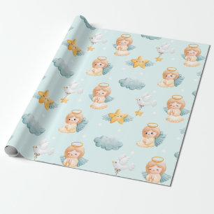 Little Praying Angel Girl Blue Presentpapper