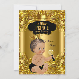 Little Prince är på väg Baby Shower Brunette Inbjudningar