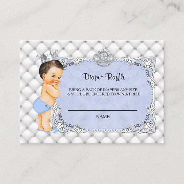 Little Prince Baby blue Diaper Raffle Biljett Tilläggskort (Framsida)
