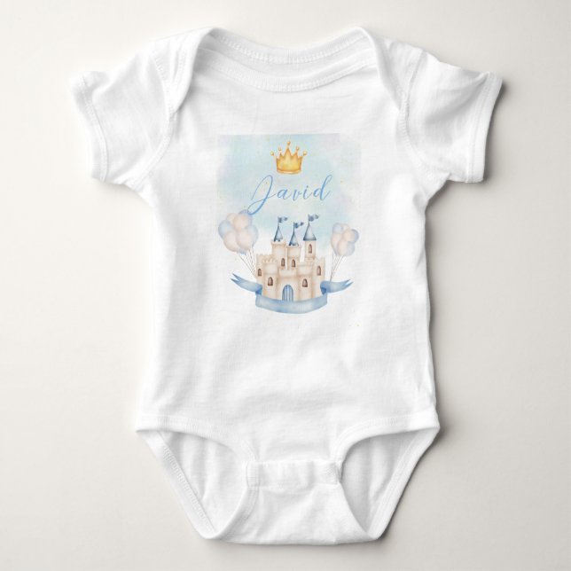 Little Prince baby födelsedag guld krona Blue cast T Shirt (Framsida)