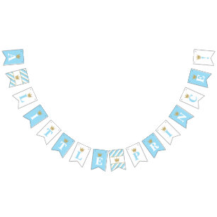 Little Prince Baby Shower Banner, Baby blue Vimplar