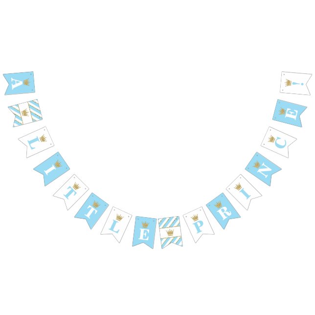 Little Prince Baby Shower Banner, Baby blue Vimplar (Alla)