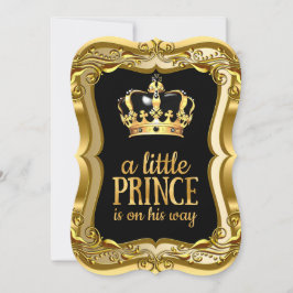 Little Prince Baby Shower Black Faux Gold Foil Inbjudningar
