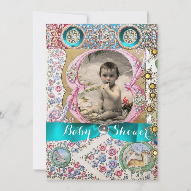 LITTLE PRINCE BABY SHOWER BLOMMIGT GEMSTONES INBJUDNINGAR (Framsida)