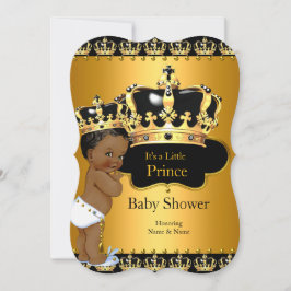 Little Prince Baby Shower Boy Krona Ethnic Inbjudningar