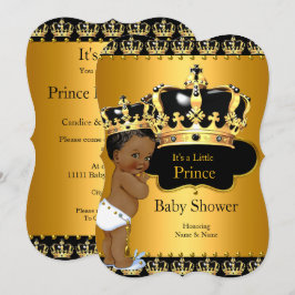 Little Prince Baby Shower Boy Krona Ethnic Inbjudningar