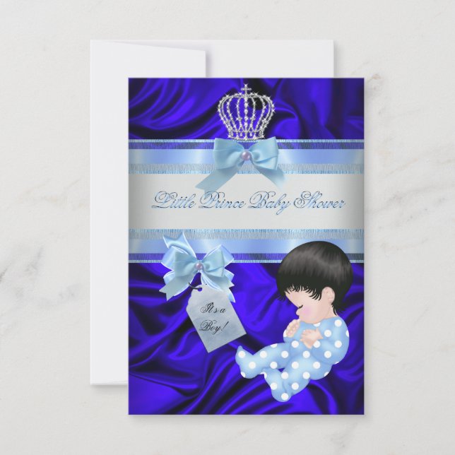 Little Prince Baby Shower Boy Royal Blue Inbjudningar (Framsida)