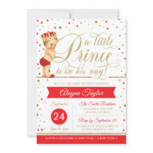 Little Prince Baby Shower Inbjudan, Faux Glitter