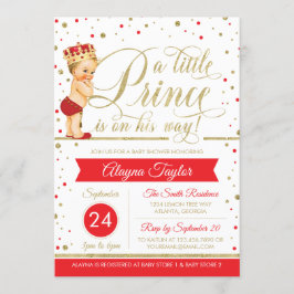 Little Prince Baby Shower Inbjudan, Faux Glitter Inbjudningar
