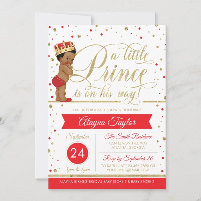 Little Prince Baby Shower Inbjudan, Faux Glitter Inbjudningar (Framsida)