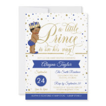 Little Prince Baby Shower Inbjudan, Faux Glitter