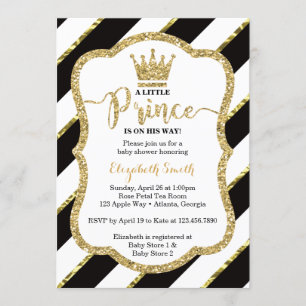 Little Prince Baby Shower Inbjudan, Faux Glitter Inbjudningar