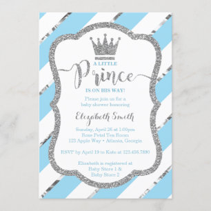 Little Prince Baby Shower Inbjudan, Faux Glitter Inbjudningar