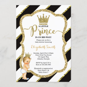 Little Prince Baby Shower Inbjudan, Faux Glitter Inbjudningar