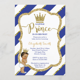 Little Prince Baby Shower Inbjudan, Faux Glitter Inbjudningar