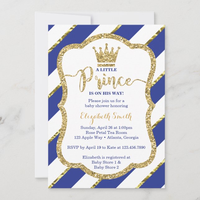 Little Prince Baby Shower Inbjudan, Faux Glitter Inbjudningar (Framsida)
