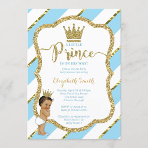 Little Prince Baby Shower Inbjudan, Faux Glitter Inbjudningar