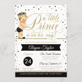 Little Prince Baby Shower Inbjudan, Faux Glitter Inbjudningar