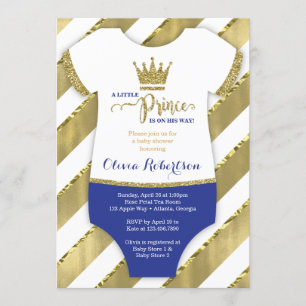 Little Prince Baby Shower Inbjudan, Faux Glitter Inbjudningar