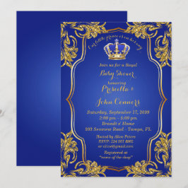 Little Prince Baby Shower-inbjudan, guld, blått Inbjudningar