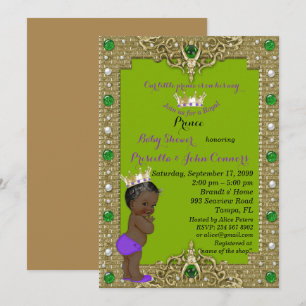 Little Prince Baby Shower-inbjudan, guld, grönt Inbjudningar