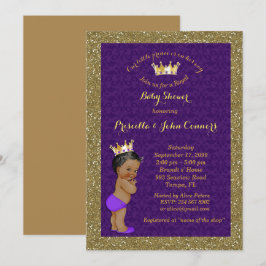 Little Prince Baby Shower-inbjudan, guld, lila Inbjudningar