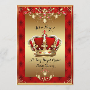 Little Prince Baby Shower-inbjudan,guld,rött Inbjudningar