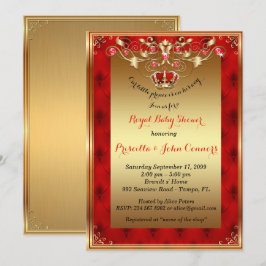 Little Prince Baby Shower-inbjudan, guld, rött Inbjudningar