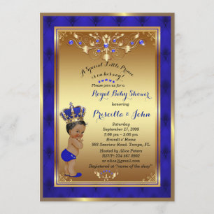 Little Prince Baby Shower-inbjudan, Royal Blue 2 Inbjudningar