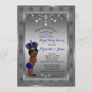 Little Prince Baby Shower-inbjudan, Royal SILVER Inbjudningar