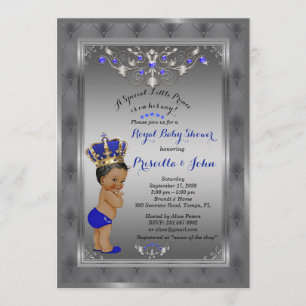 Little Prince Baby Shower-inbjudan, Royal SILVER Inbjudningar