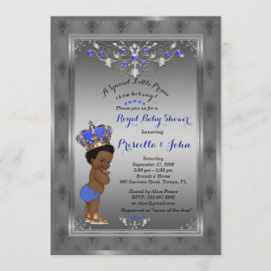 Little Prince Baby Shower-inbjudan, Royal SILVER Inbjudningar