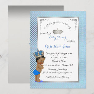 Little Prince Baby Shower-inbjudan, silver, blå Inbjudningar