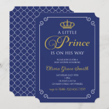Little Prince Baby Shower Royal Blue Guld Invati