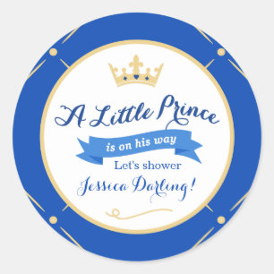 Little Prince Baby Shower Stickers Royal Blue Runt Klistermärke