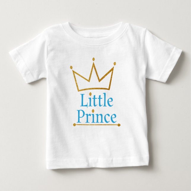 Little Prince Blue Text och Guld Krona Tee (Framsida)