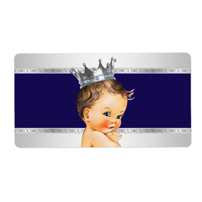Little Prince Boy Baby Shower Vattenflaska Label Fraktsedel (Framsidan)