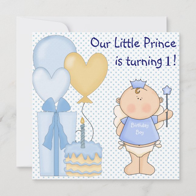 Little Prince Boys 1st Birthday Party Inbjudningar (Framsida)